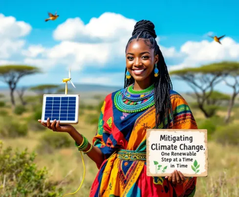 Young woman with solar panel
